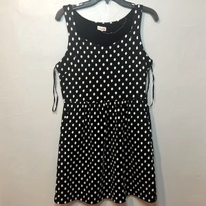 Black and white polkadot sleeveless dress